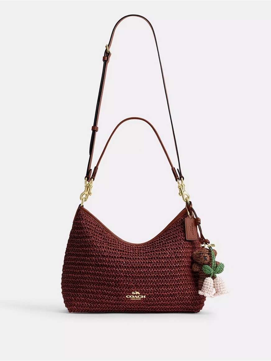 Nwt Coach Laurel Shoulder Bag With Charms Ces23 Straw/Gold/Russet